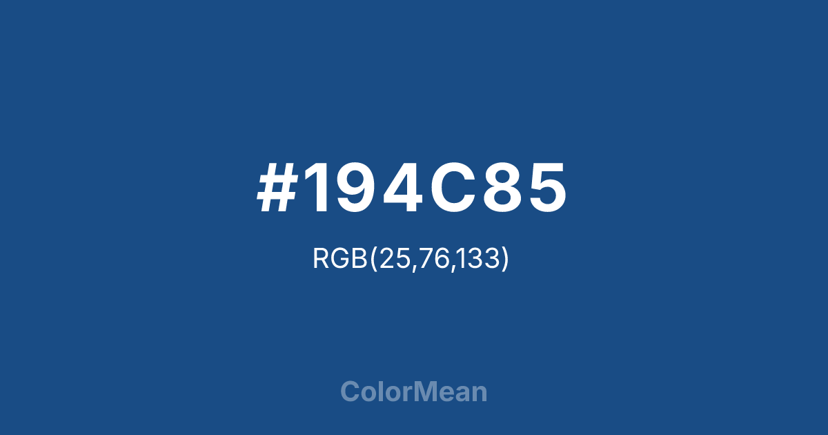 Color swatch image showing #194C85 with RGB(25,76,133) values