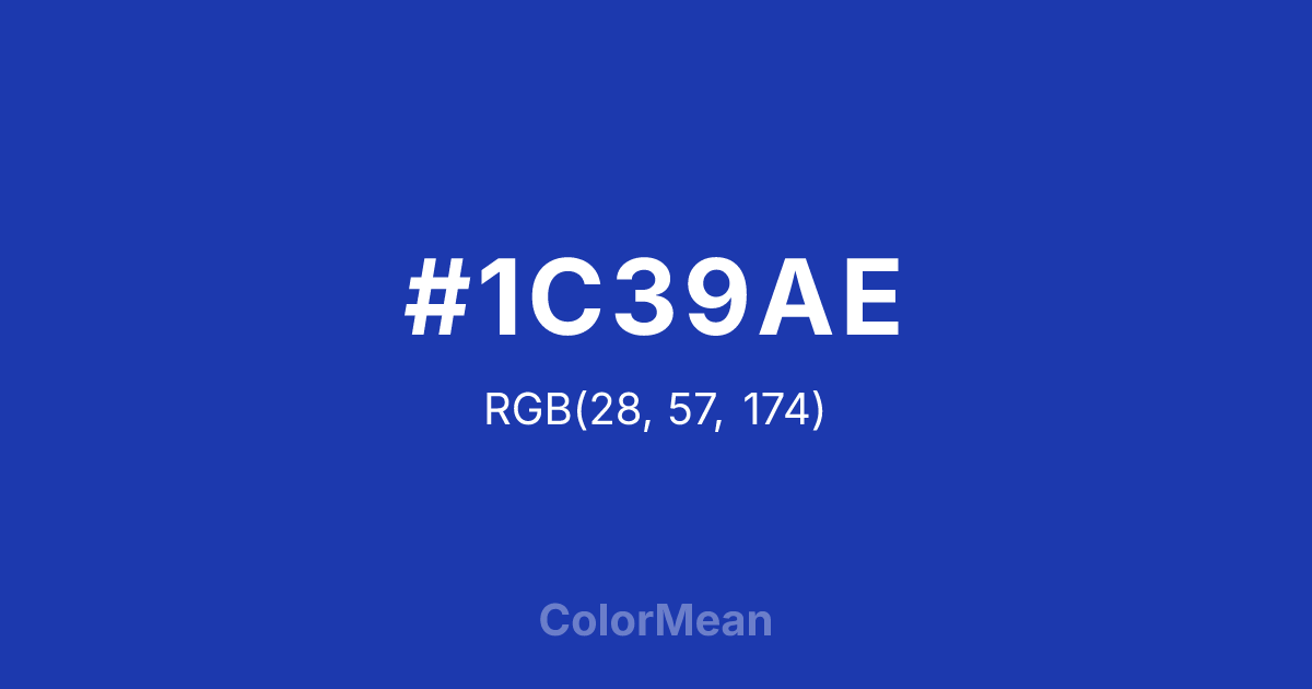 Color swatch image showing #1C39AE with RGB(28,57,174) values