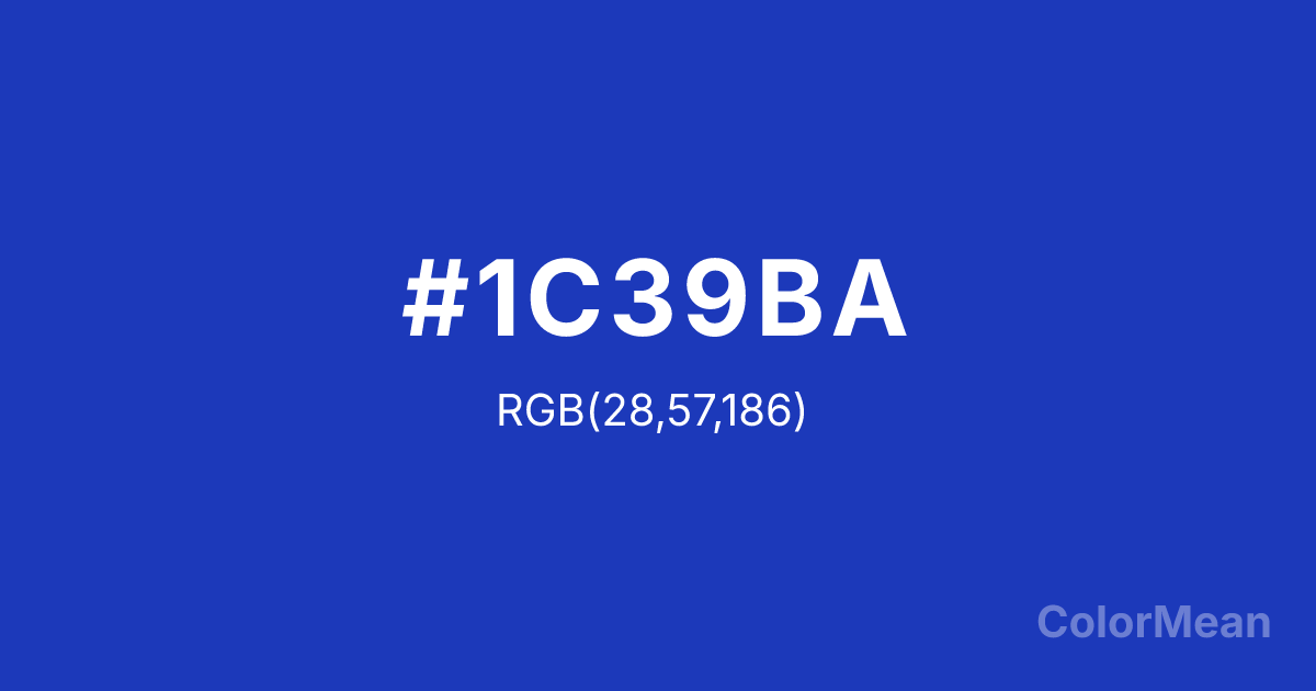 Color swatch image showing #1C39BA with RGB(28,57,186) values
