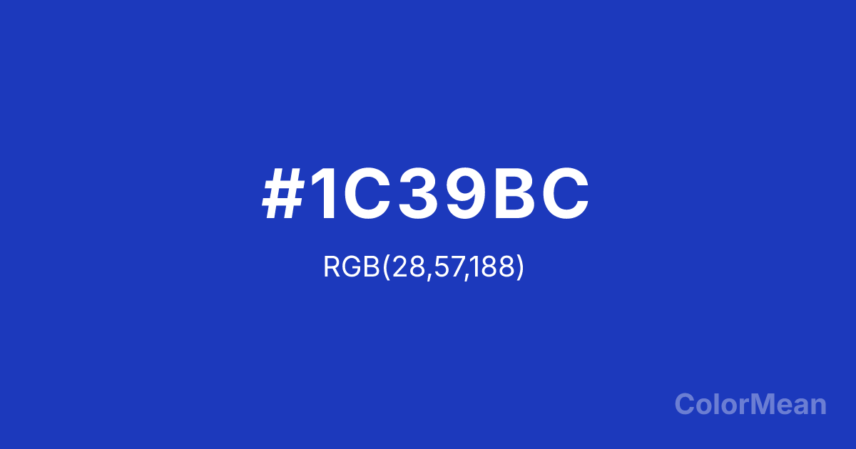 Color swatch image showing #1C39BC with RGB(28,57,188) values