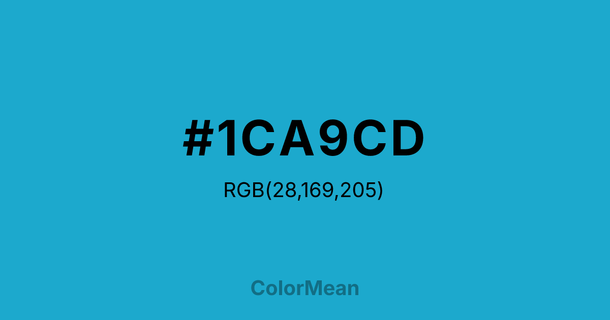 Color swatch image showing #1CA9CD with RGB(28,169,205) values
