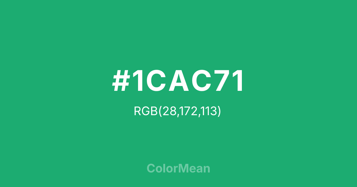 Color swatch image showing #1CAC71 with RGB(28,172,113) values