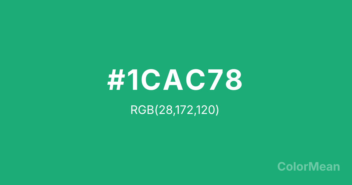 Color swatch image showing Green Crayola (#1CAC78) with RGB(28,172,120) values