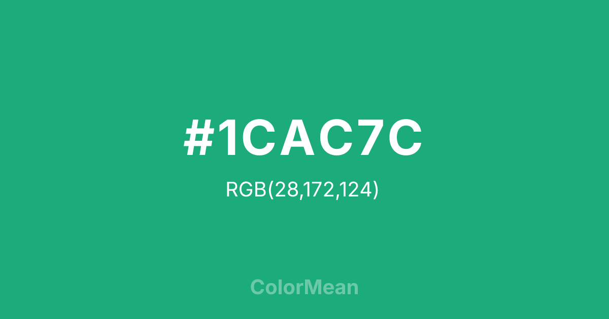 Color swatch image showing #1CAC7C with RGB(28,172,124) values