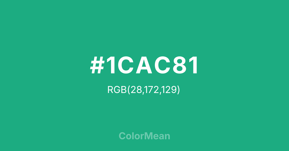 Color swatch image showing #1CAC81 with RGB(28,172,129) values
