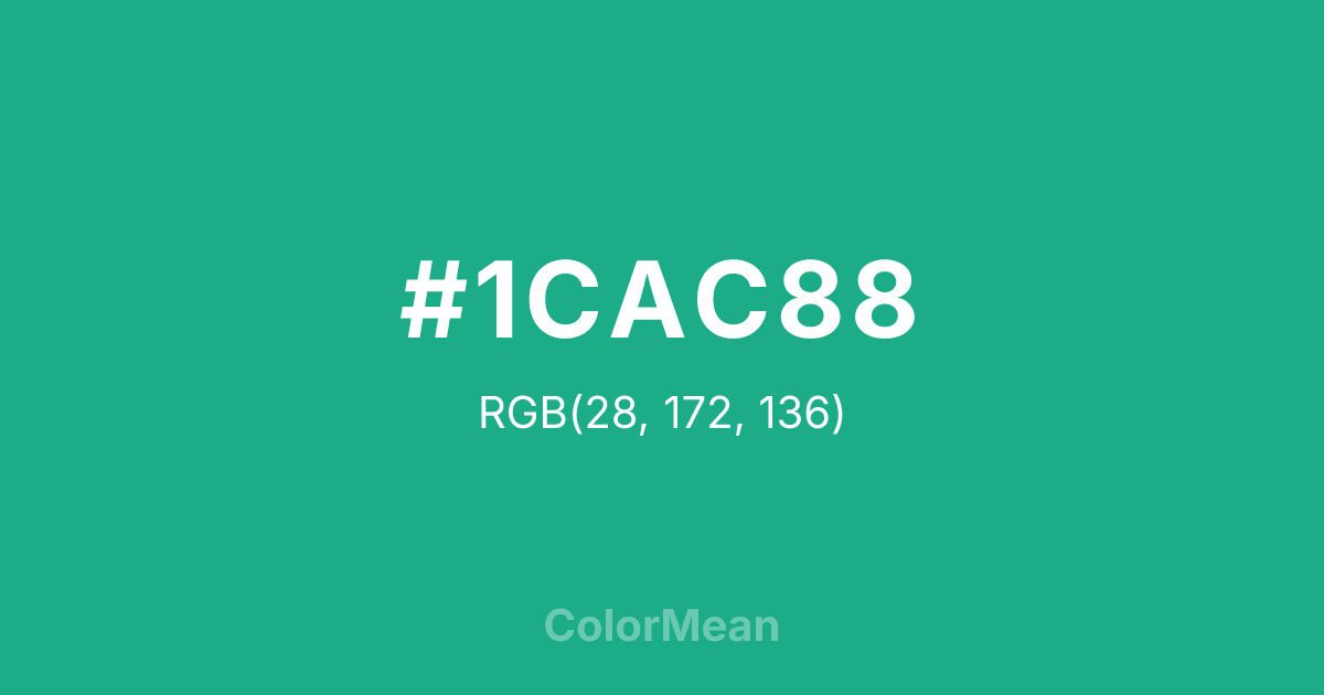 Color swatch image showing #1CAC88 with RGB(28,172,136) values
