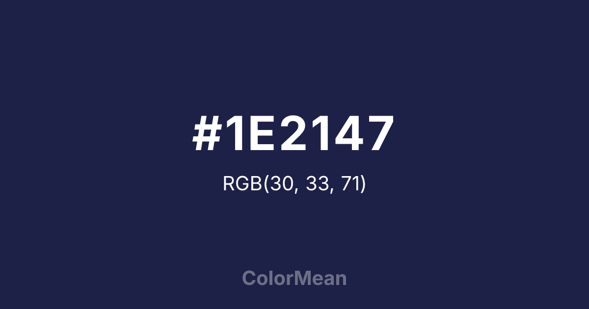 Color swatch image showing #1E2147 with RGB(30,33,71) values