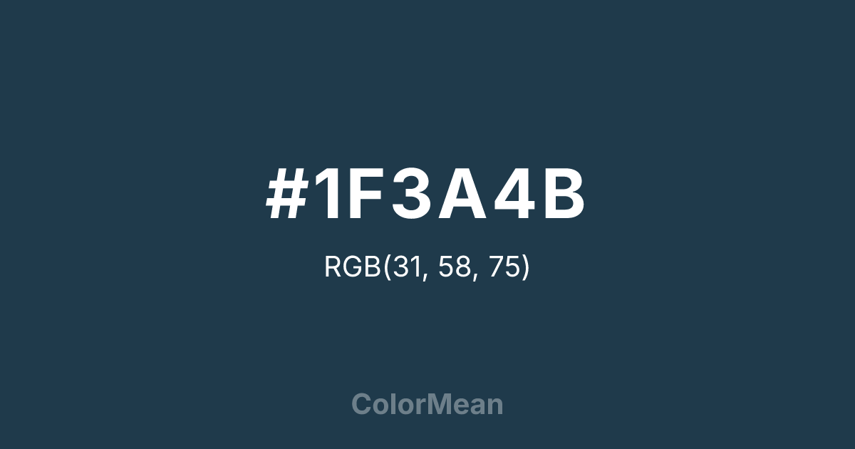 Color swatch image showing #1F3A4B with RGB(31,58,75) values