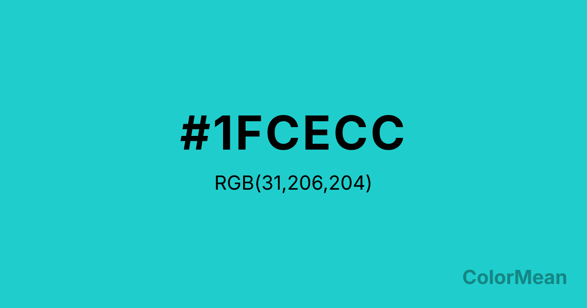 Color swatch image showing #1FCECC with RGB(31,206,204) values
