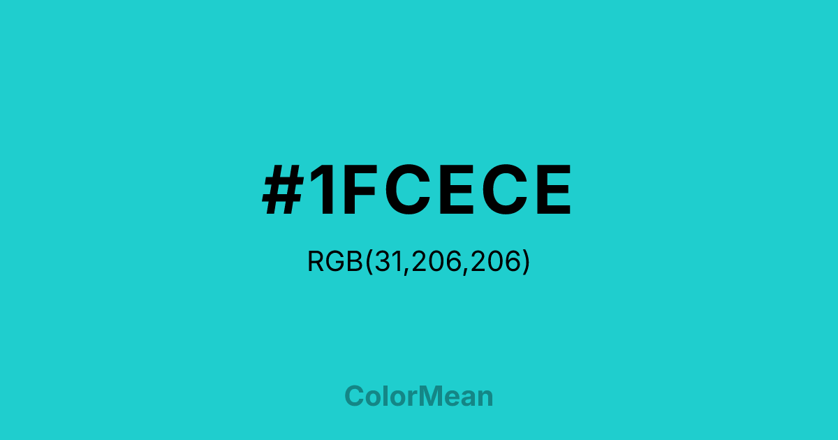 Color swatch image showing #1FCECE with RGB(31,206,206) values