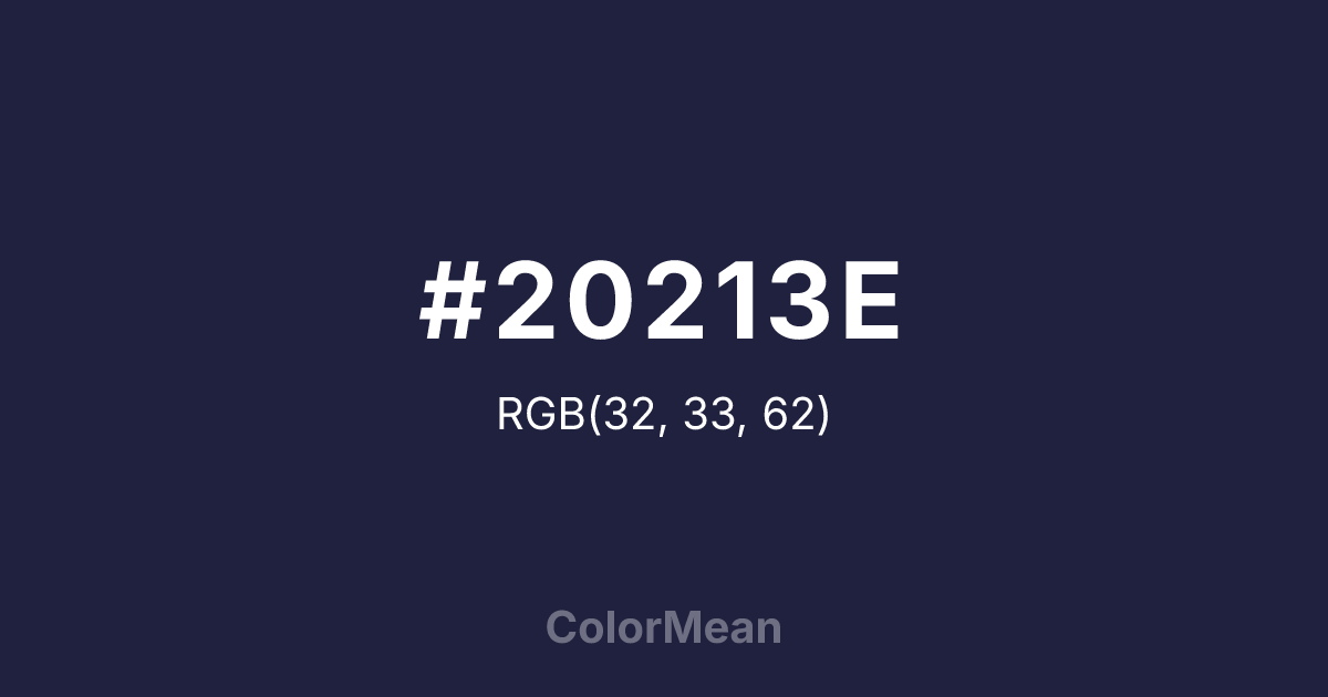 Color swatch image showing #20213E with RGB(32,33,62) values