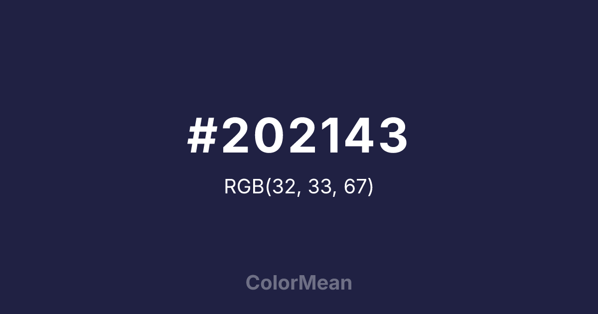 Color swatch image showing #202143 with RGB(32,33,67) values