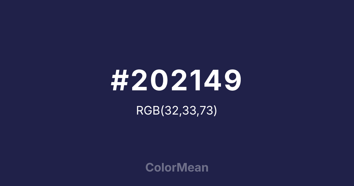 Color swatch image showing #202149 with RGB(32,33,73) values