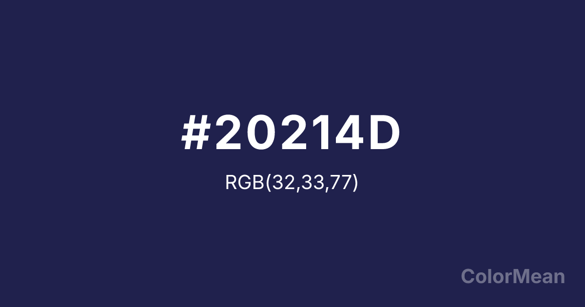 Color swatch image showing #20214D with RGB(32,33,77) values