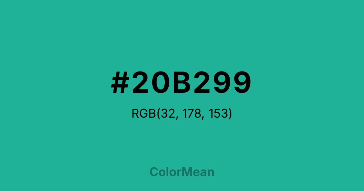 Color swatch image showing #20B299 with RGB(32,178,153) values