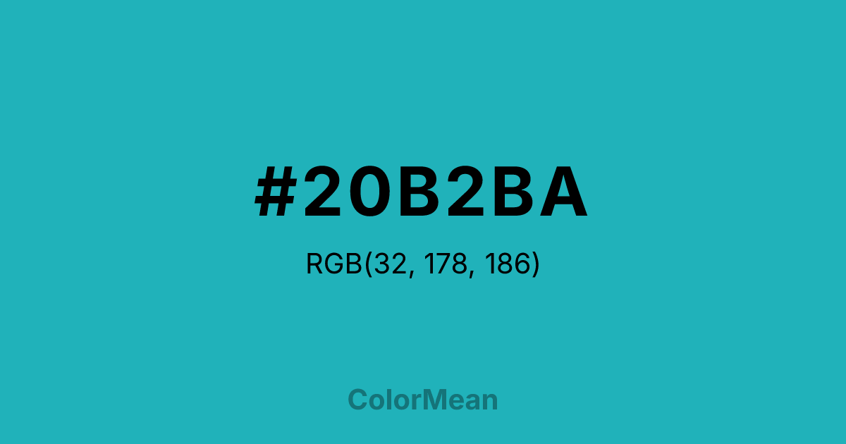 Color swatch image showing #20B2BA with RGB(32,178,186) values