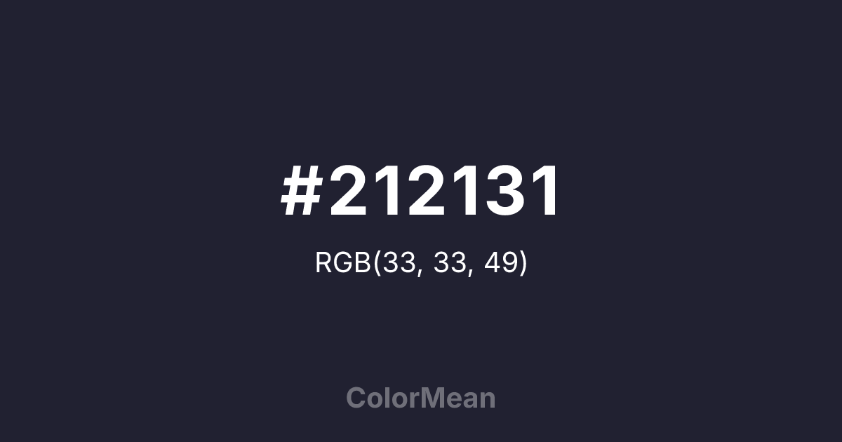 Color swatch image showing #212131 with RGB(33,33,49) values
