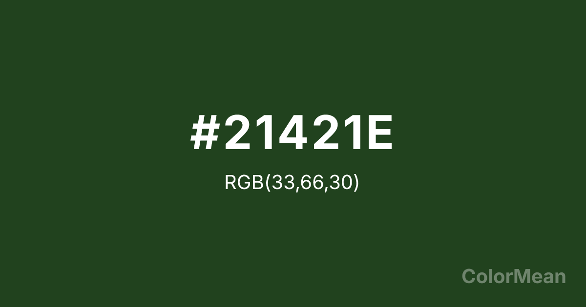 Color swatch image showing Myrtle (#21421E) with RGB(33,66,30) values