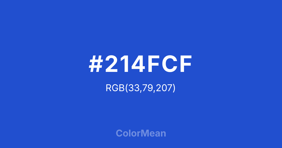 Color swatch image showing #214FCF with RGB(33,79,207) values