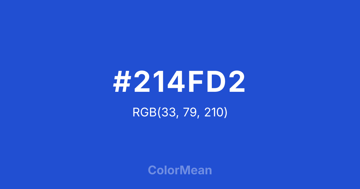 Color swatch image showing #214FD2 with RGB(33,79,210) values