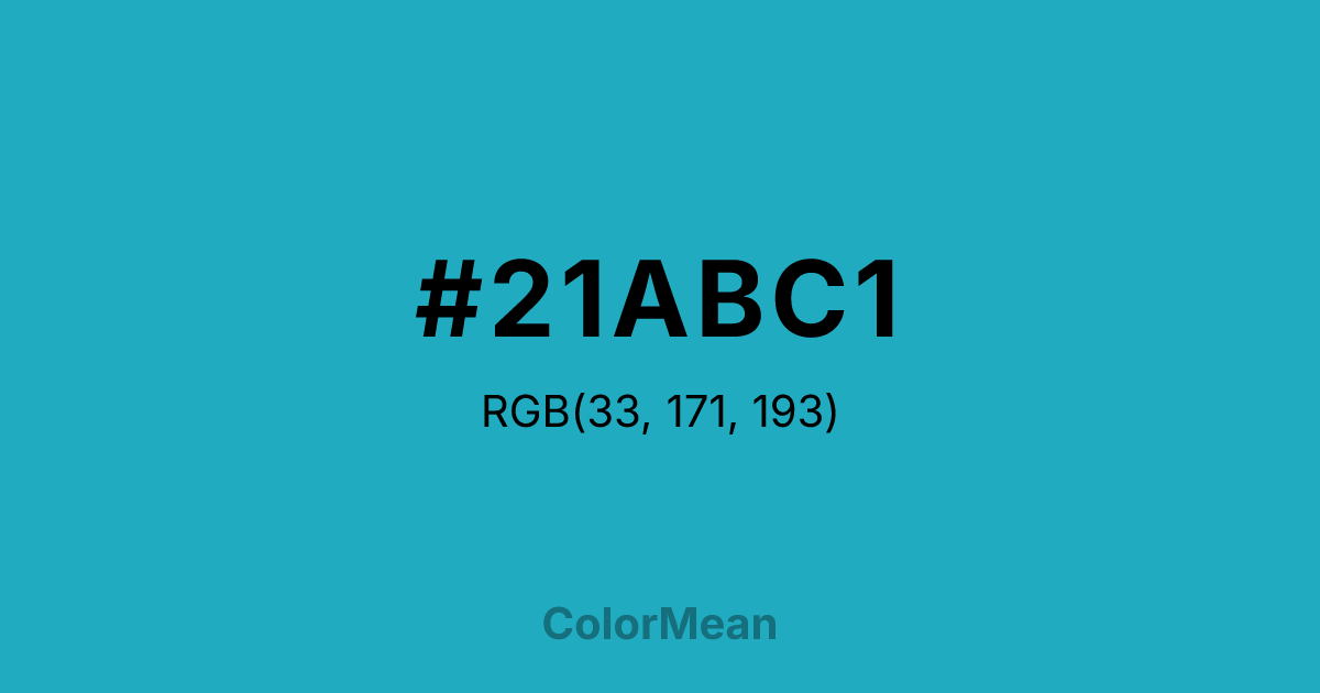 Color swatch image showing #21ABC1 with RGB(33,171,193) values
