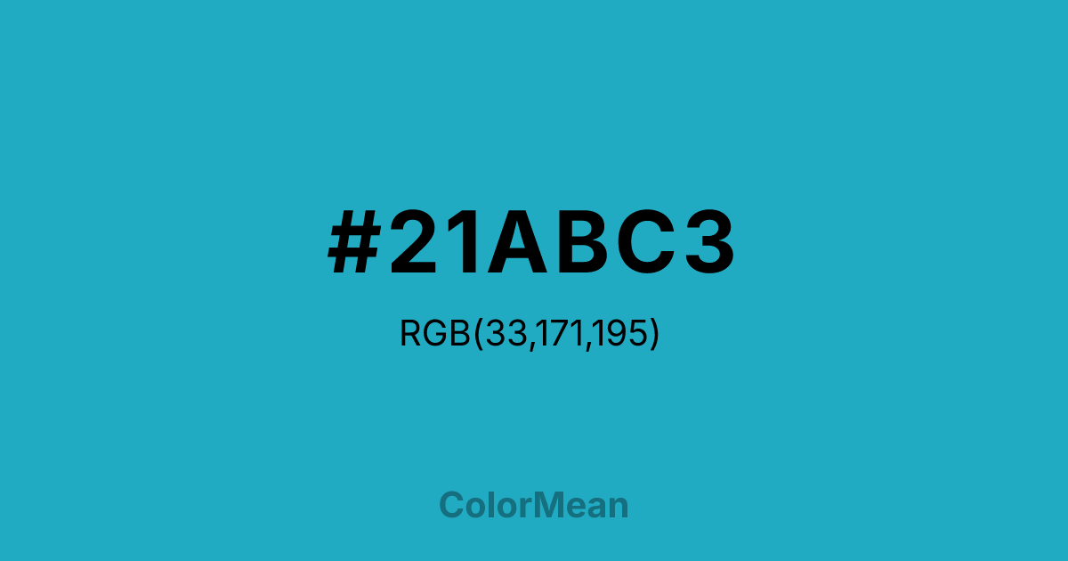 Color swatch image showing #21ABC3 with RGB(33,171,195) values