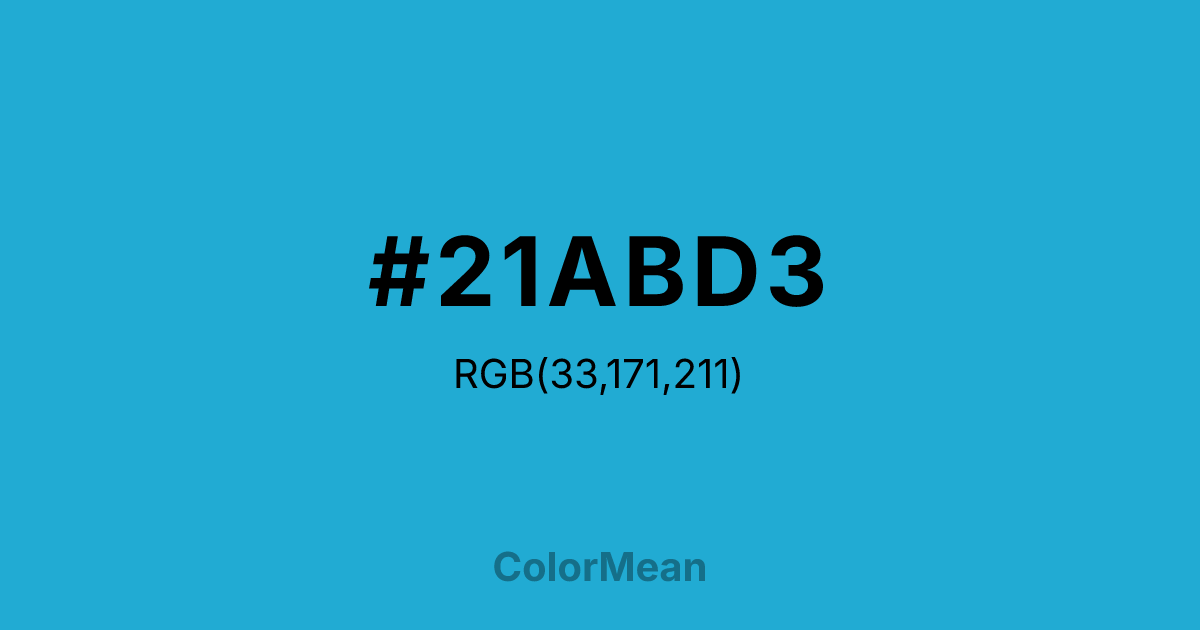 Color swatch image showing #21ABD3 with RGB(33,171,211) values