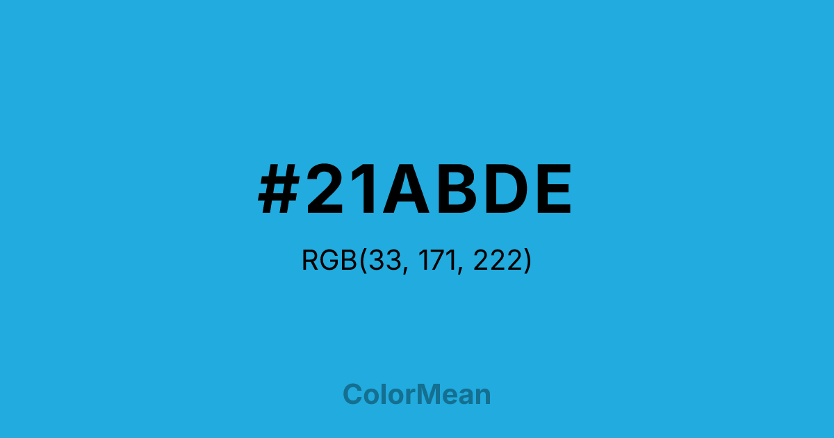 Color swatch image showing #21ABDE with RGB(33,171,222) values