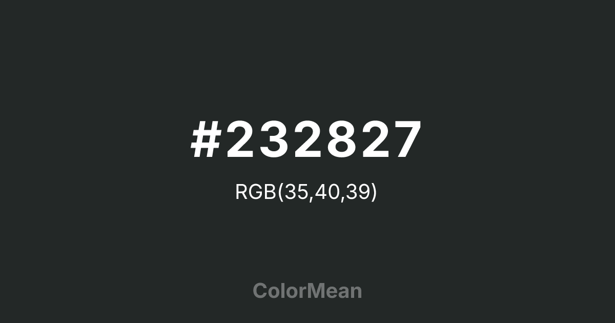 Color swatch image showing #232827 with RGB(35,40,39) values
