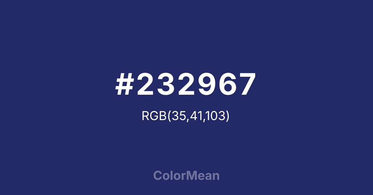 Color swatch image showing #232967 with RGB(35,41,103) values