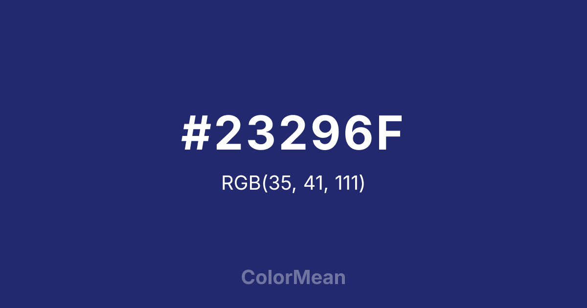 Color swatch image showing #23296F with RGB(35,41,111) values
