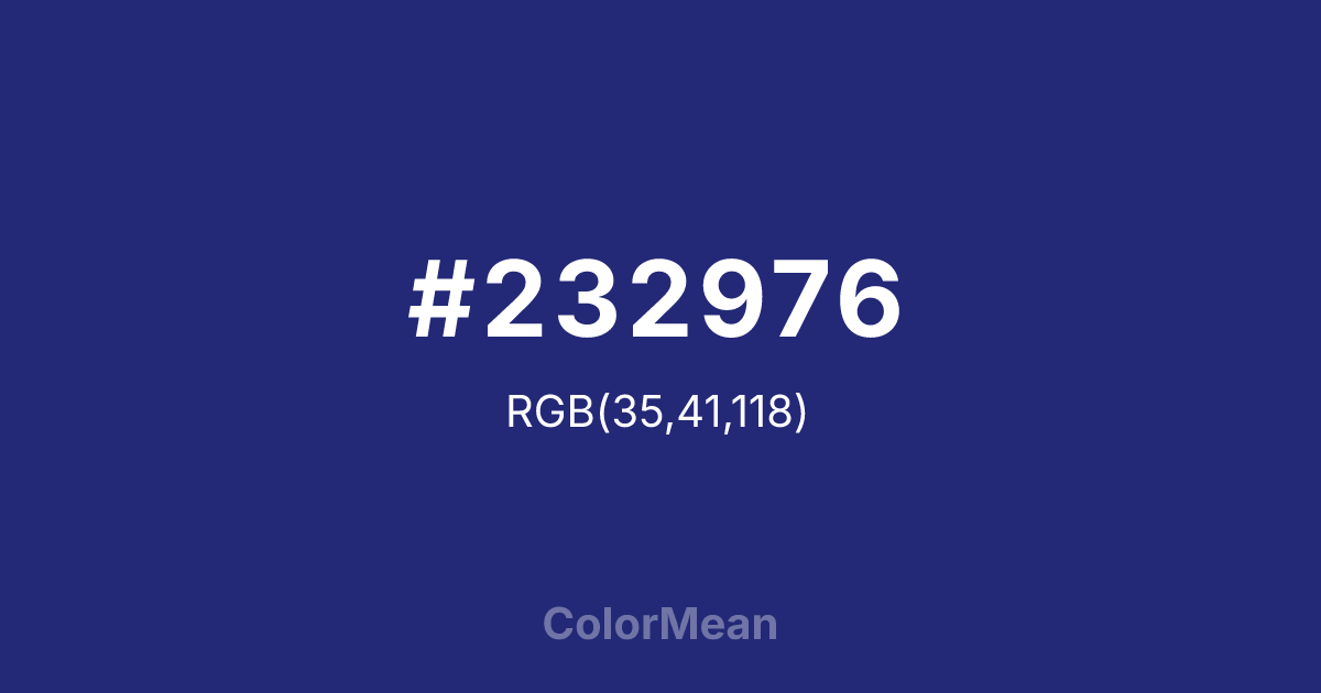 Color swatch image showing #232976 with RGB(35,41,118) values