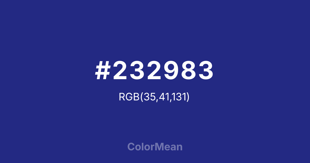 Color swatch image showing #232983 with RGB(35,41,131) values