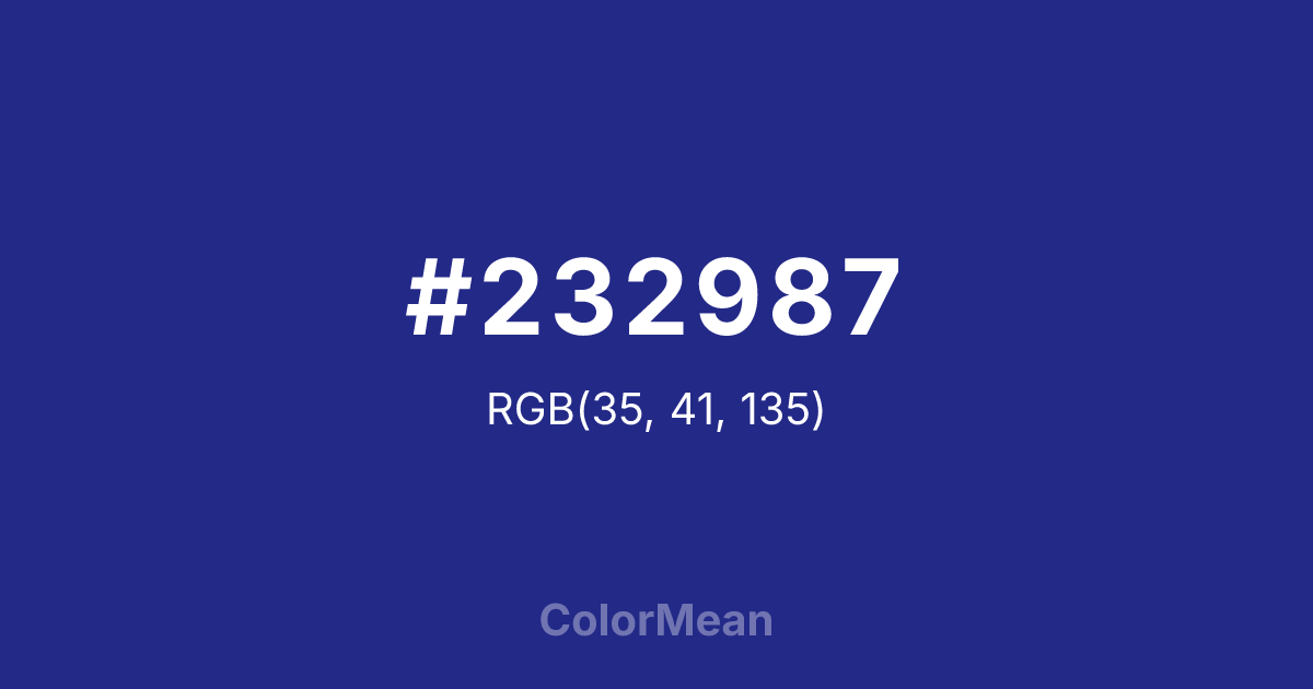 Color swatch image showing #232987 with RGB(35,41,135) values