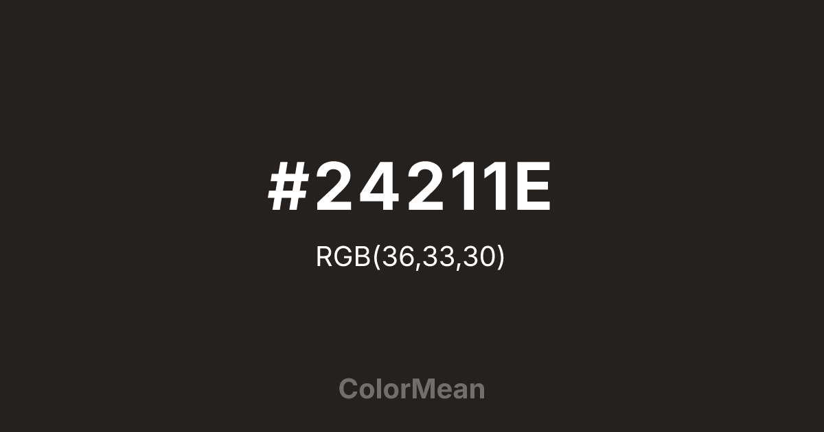 Color swatch image showing #24211E with RGB(36,33,30) values