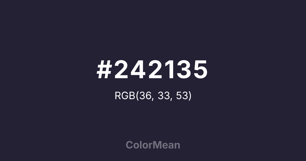 Color swatch image showing #242135 with RGB(36,33,53) values