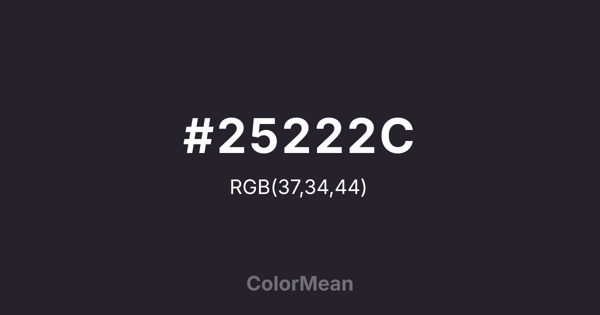 Color swatch image showing #25222C with RGB(37,34,44) values
