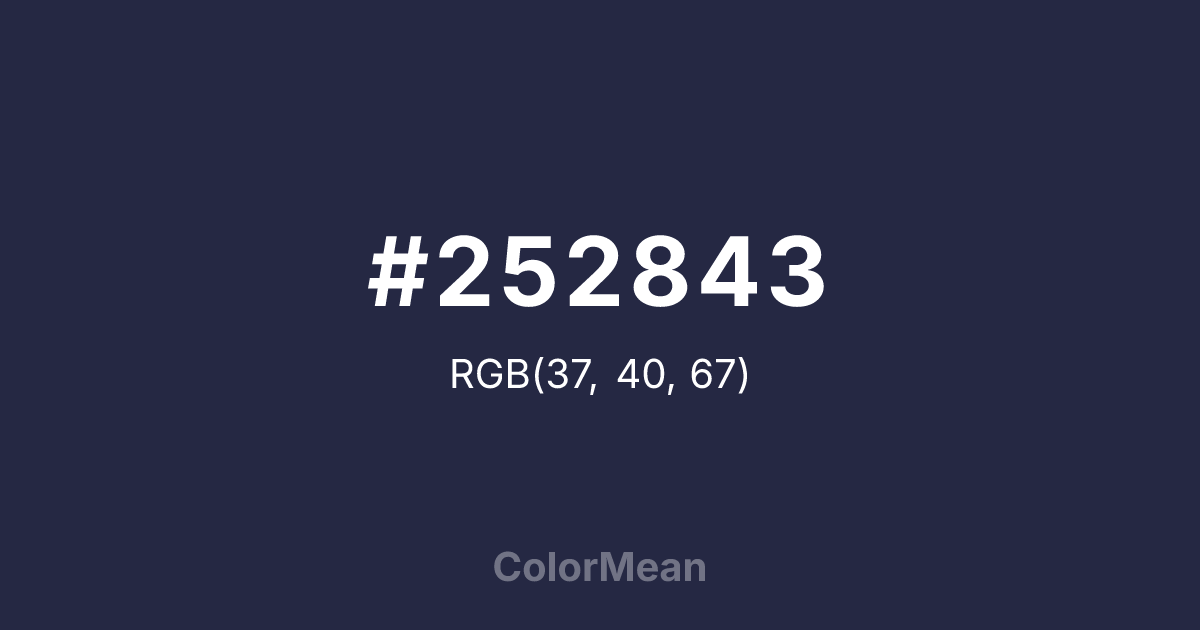 Color swatch image showing #252843 with RGB(37,40,67) values
