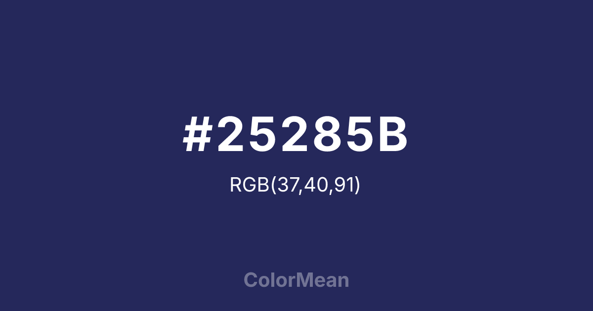 Color swatch image showing #25285B with RGB(37,40,91) values