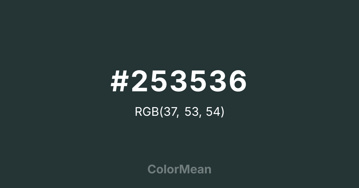 Color swatch image showing #253536 with RGB(37,53,54) values