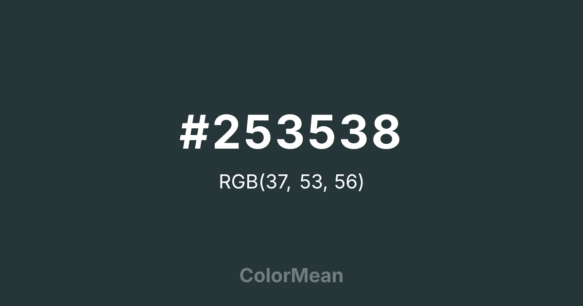 Color swatch image showing #253538 with RGB(37,53,56) values