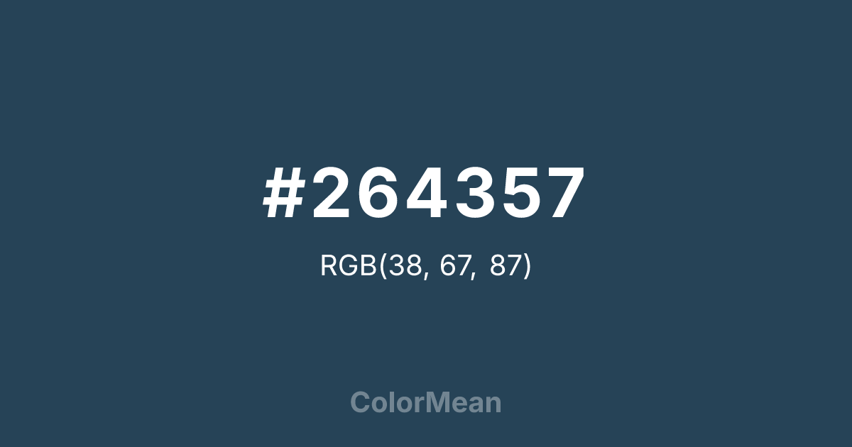 Color swatch image showing #264357 with RGB(38,67,87) values