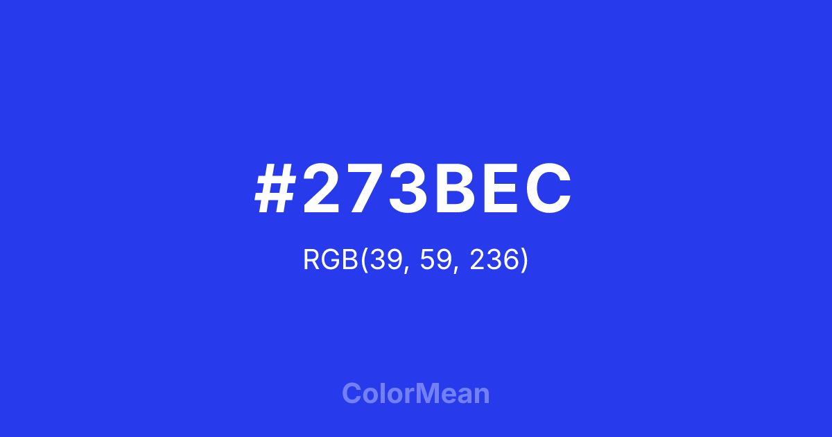 Color swatch image showing #273BEC with RGB(39,59,236) values