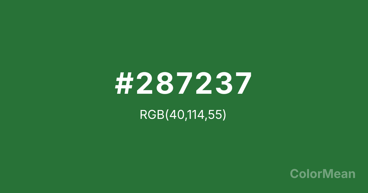 Color swatch image showing #287237 with RGB(40,114,55) values