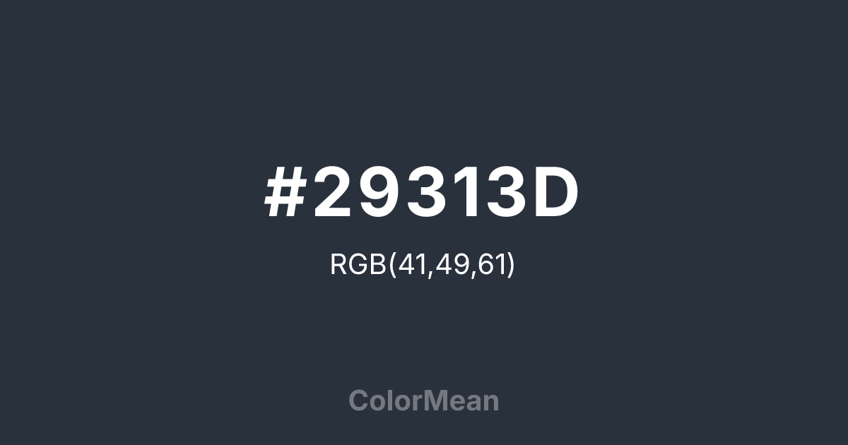 Color swatch image showing #29313D with RGB(41,49,61) values