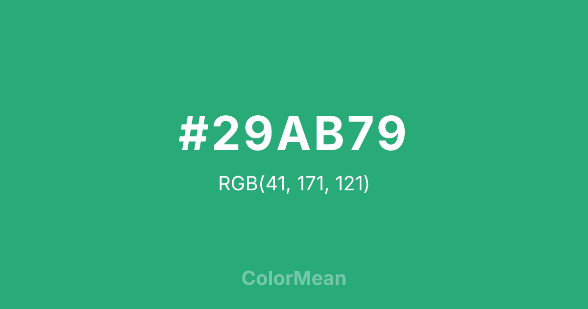 Color swatch image showing #29AB79 with RGB(41,171,121) values