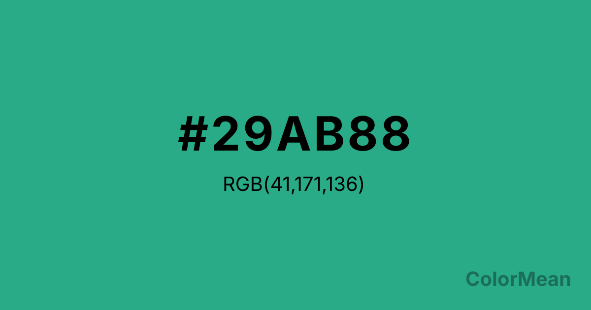 Color swatch image showing #29AB88 with RGB(41,171,136) values