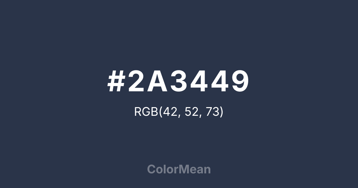 Color swatch image showing #2A3449 with RGB(42,52,73) values