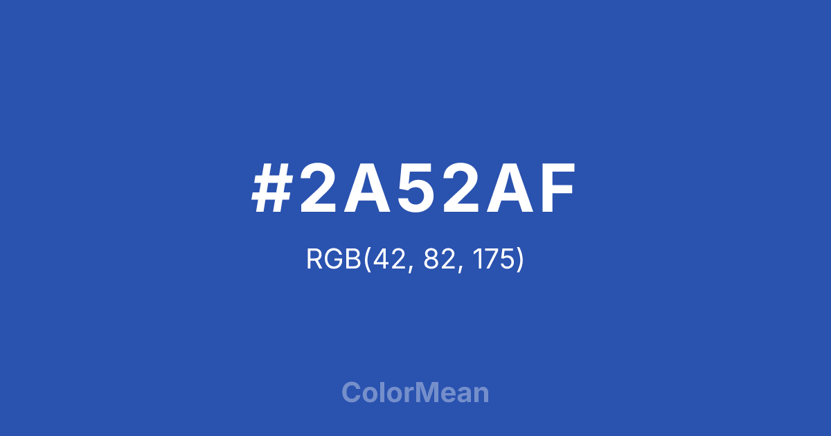 Color swatch image showing #2A52AF with RGB(42,82,175) values