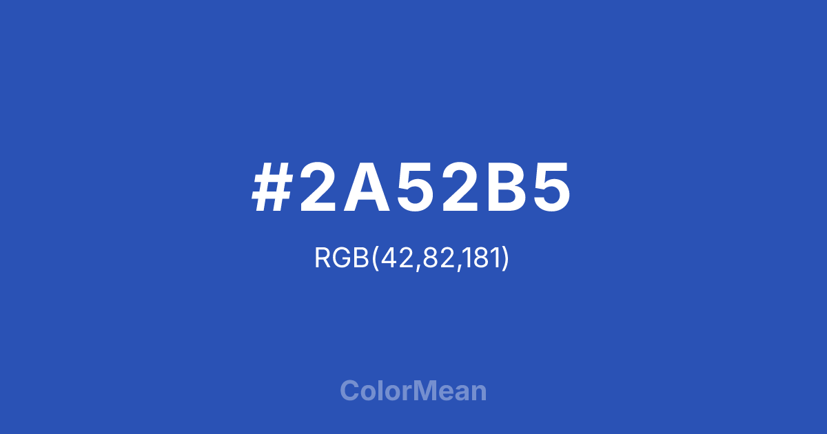 Color swatch image showing #2A52B5 with RGB(42,82,181) values